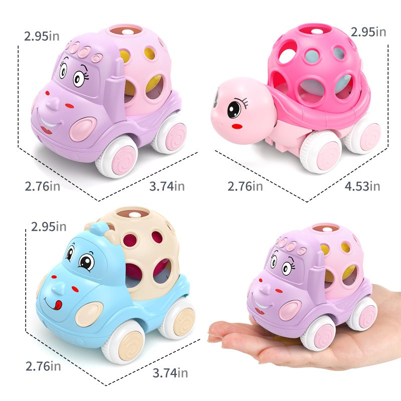 BeAndge Toys for Baby Girl Gifts  Baby Girl Toy Cars  Car Toys  Pink Play Cars for Girls  Push and Go Rattle Car for Infant Girl Birthday Gift for Baby Girls - Image 2